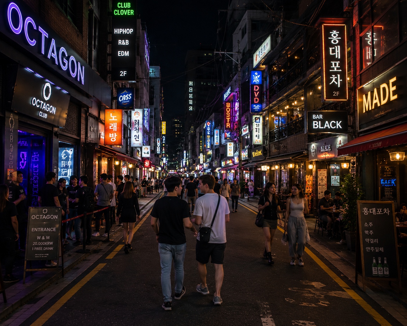 Busy and safe nightlife in South Korea